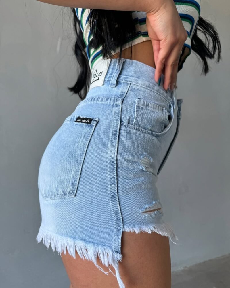 SHORT JEANS CELESTE C/ ROTURAS #97 - Imagen 3