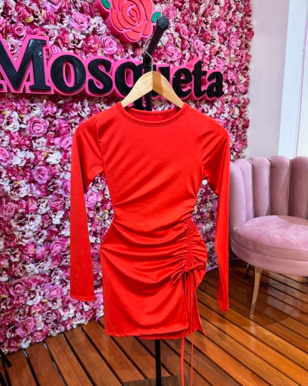 VESTIDO MICRO FRUNCE #760 - T.U, Rojo