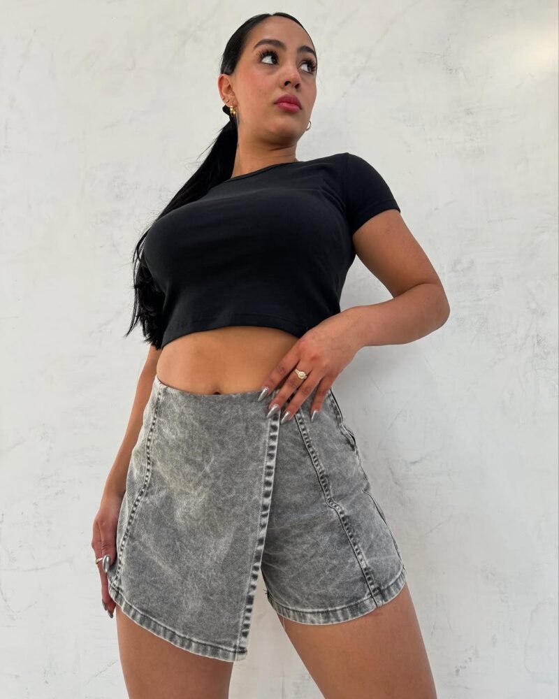 SHORT POLLERA JEANS GRIS #13 - Imagen 4
