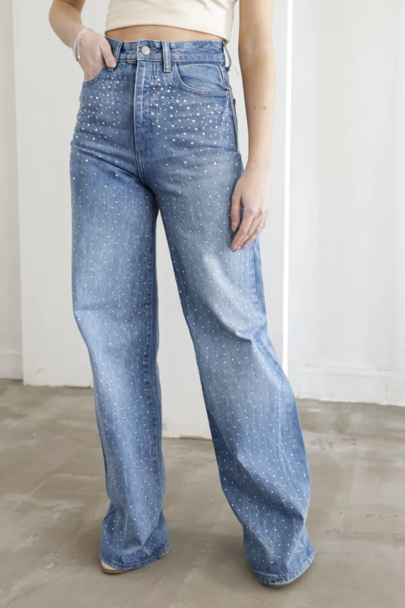 JEANS WIDE LEG CON STRASS #38 - Imagen 2