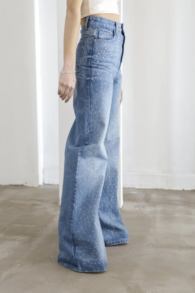 JEANS WIDE LEG CON STRASS #38 - Imagen 3