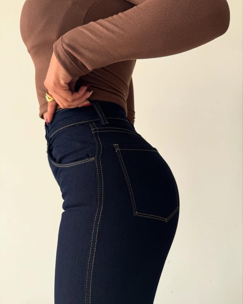 JEANS OXFORD AZUL COSTURA BEIGE #59 - Imagen 7