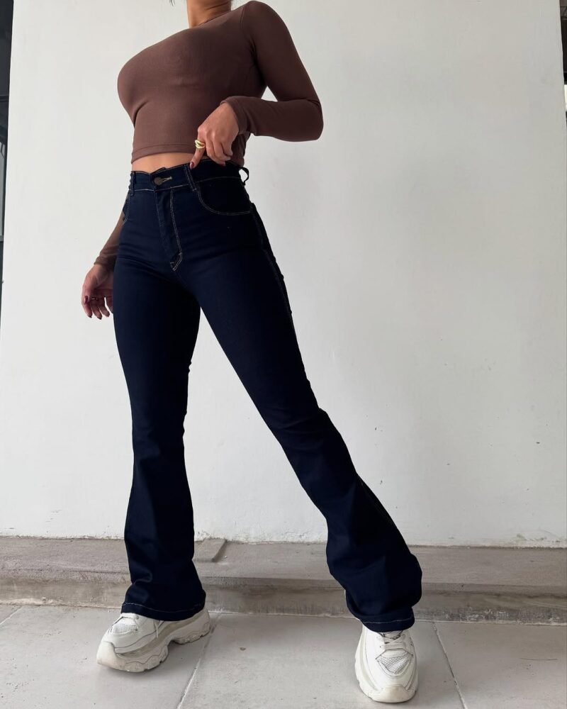 JEANS OXFORD AZUL COSTURA BEIGE #59 - Imagen 4