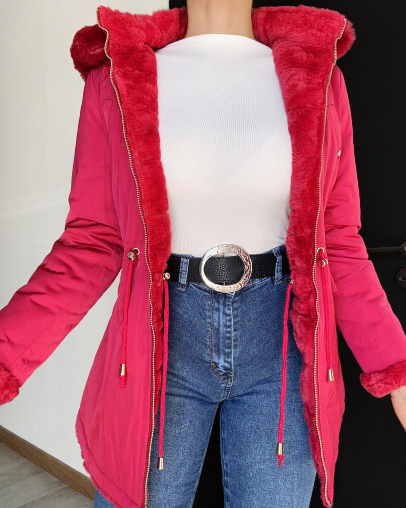 CAMPERA IMPERMEABLE Y REVERSIBLE CON PIEL #381 - Imagen 4