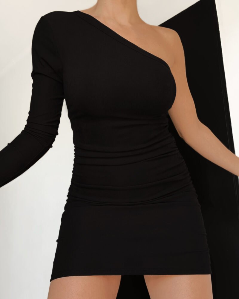 VESTIDO UN HOMBRO FRUNCE MORLEY RIBB #A788 - Imagen 3