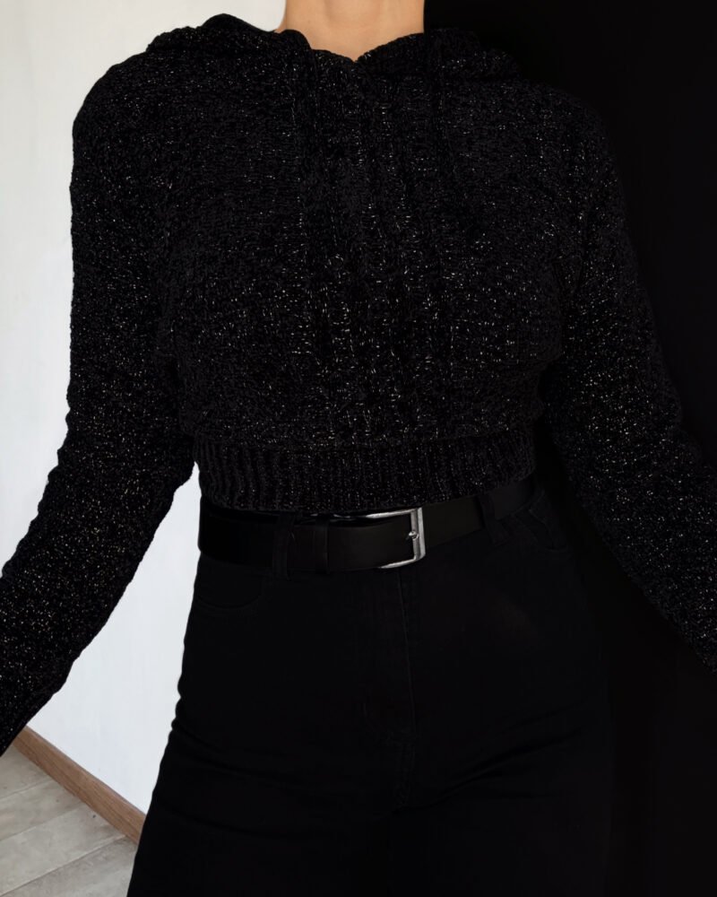 SWEATER CHENILLE BRILLO CON CAPUCHA *A873 - Imagen 3