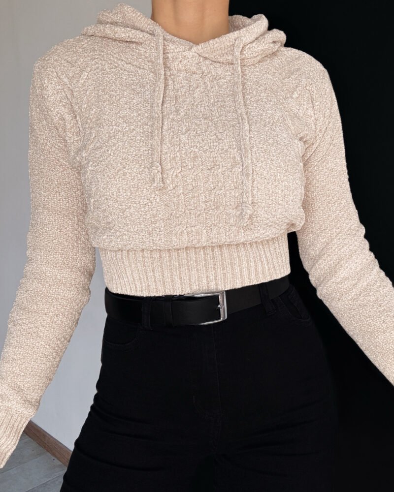 SWEATER CHENILLE BRILLO CON CAPUCHA *A873