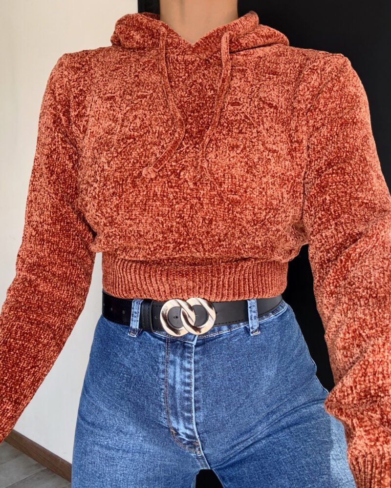 SWEATER CHENILLE CON CAPUCHA *A874 - Imagen 5