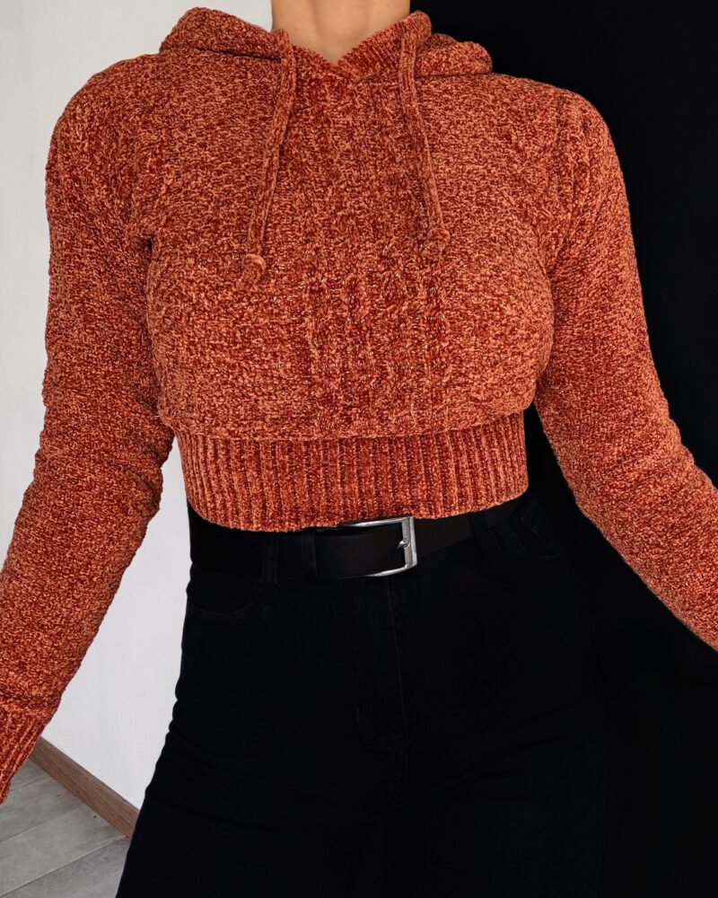 SWEATER CHENILLE BRILLO CON CAPUCHA *A873 - Imagen 4