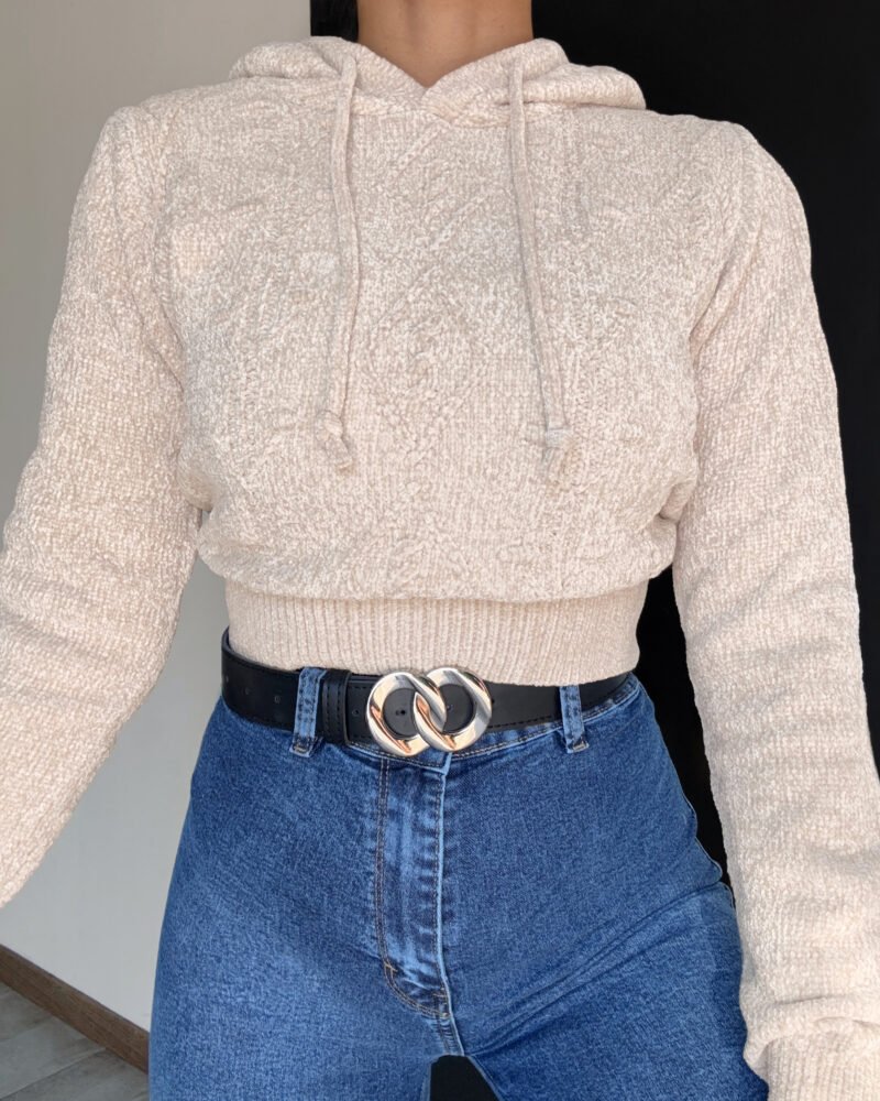 SWEATER CHENILLE CON CAPUCHA *A874 - Imagen 3