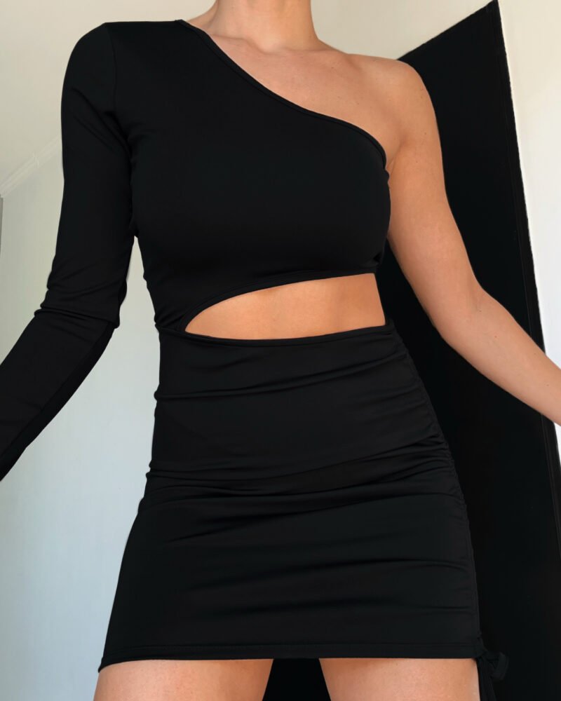 VESTIDO MICRO UN HOMBRO FRUNCE #A806 - Imagen 2