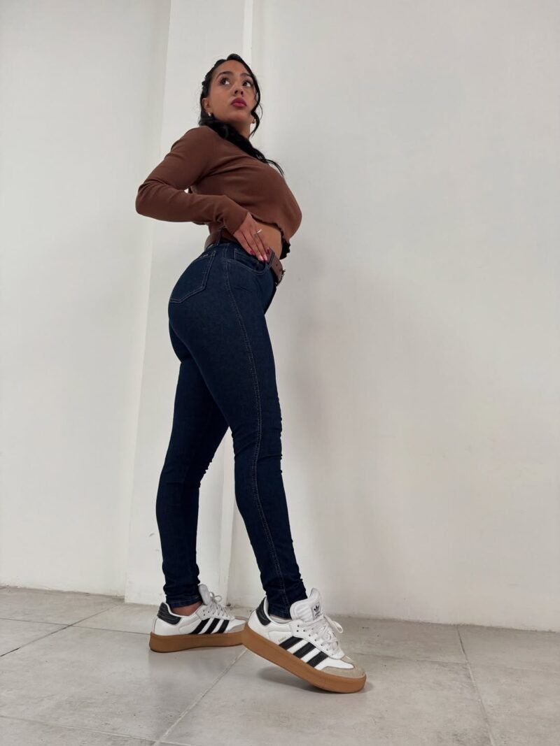 JEANS AZUL COSTURA BEIGE #90 - Imagen 6
