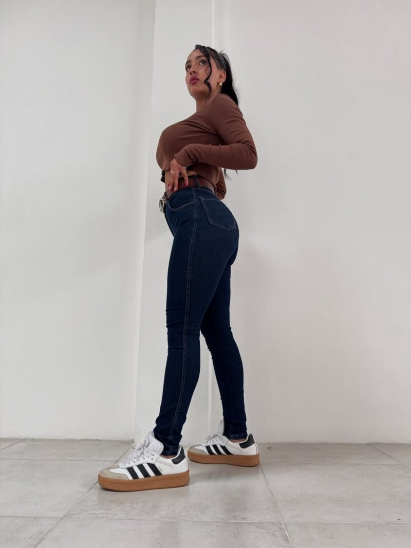 JEANS AZUL COSTURA BEIGE #90 - Imagen 7