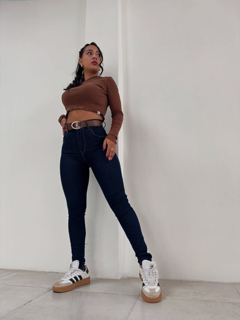 JEANS AZUL COSTURA BEIGE #90 - Imagen 3