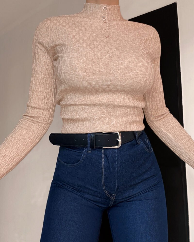SWEATER MEDIA POLERA STRASS #A995 - Imagen 4