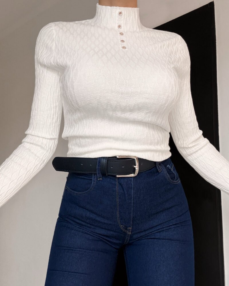 SWEATER MEDIA POLERA STRASS #A995 - Imagen 2