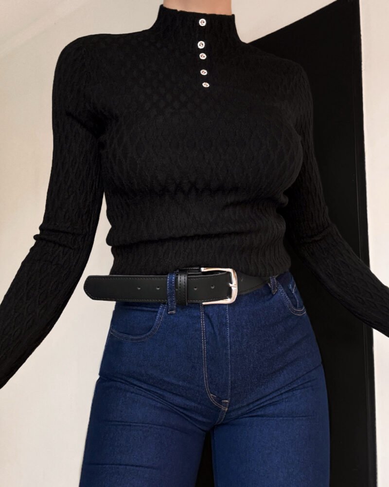 SWEATER MEDIA POLERA STRASS #A995 - Imagen 3