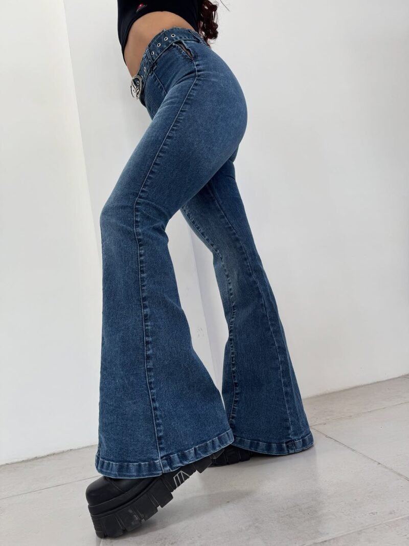 JEANS OXFORD AZUL COSTURAS Y CINTURÓN #08 - Imagen 4