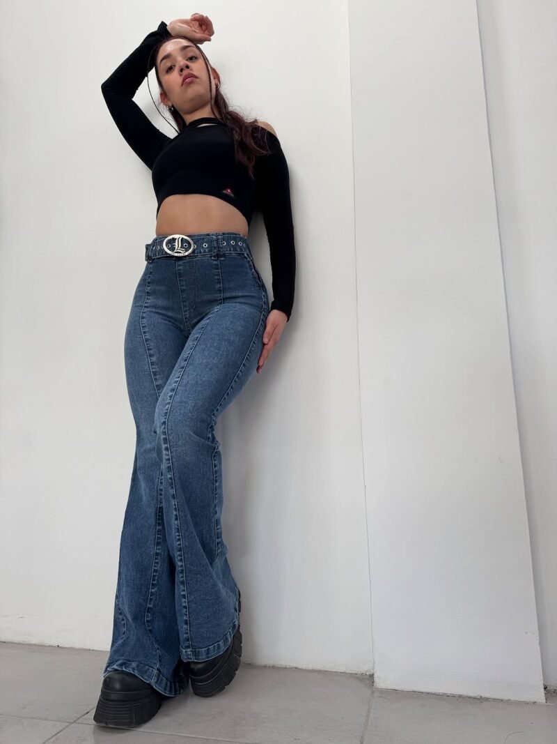 JEANS OXFORD AZUL COSTURAS Y CINTURÓN #08 - Imagen 2