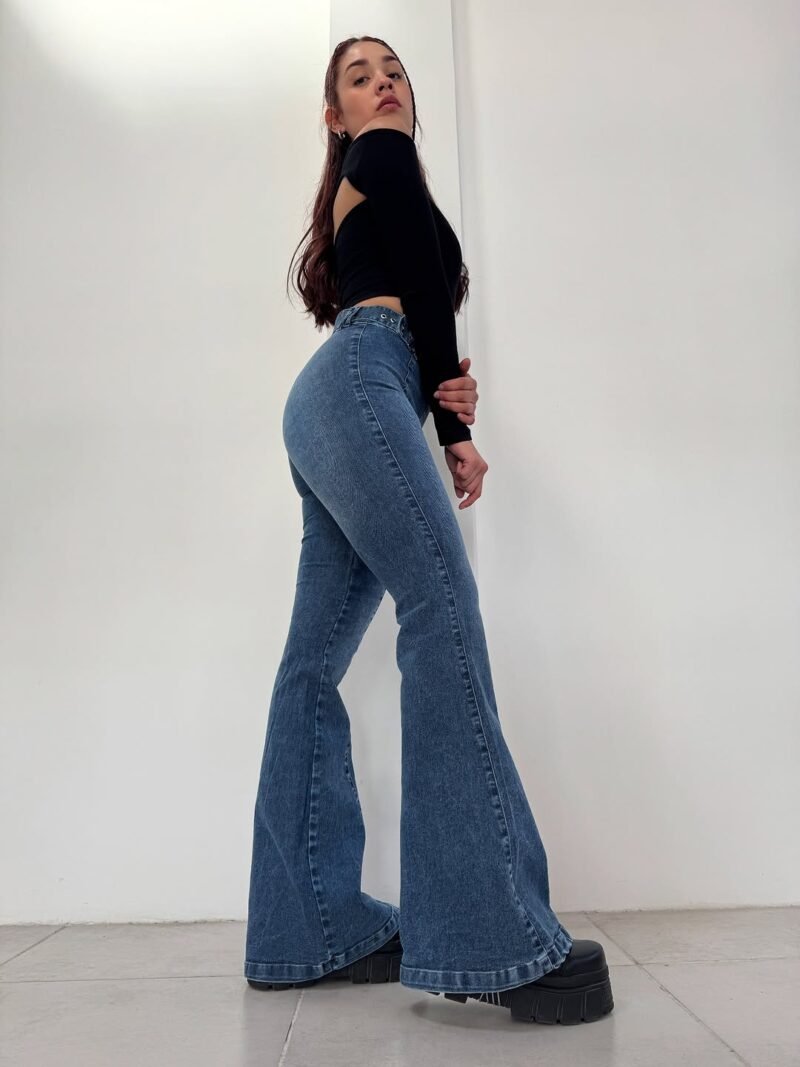 JEANS OXFORD AZUL COSTURAS Y CINTURÓN #08 - Imagen 3