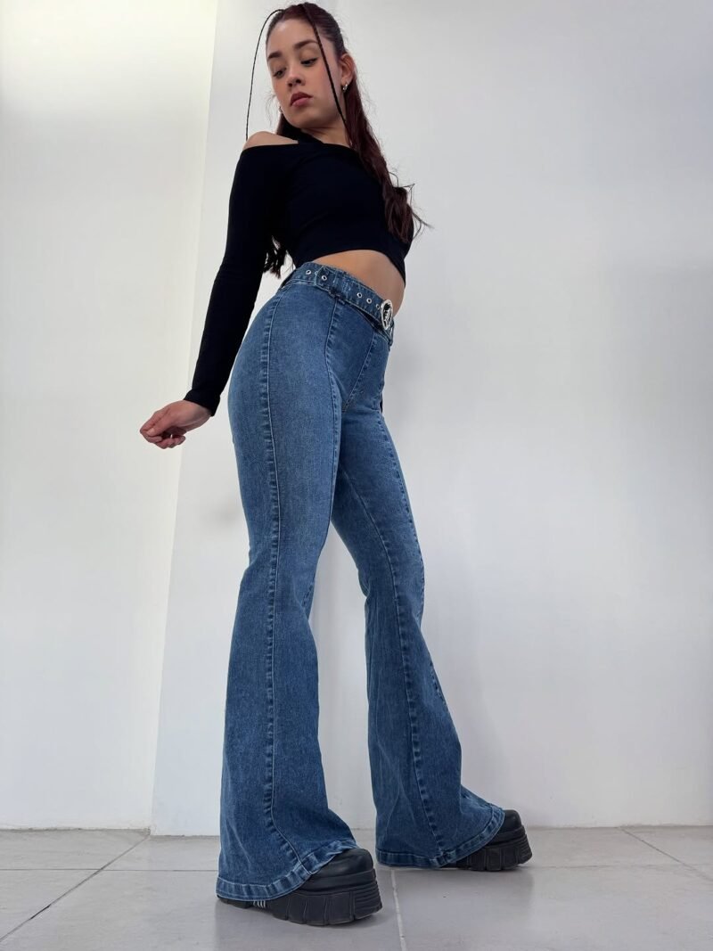 JEANS OXFORD AZUL COSTURAS Y CINTURÓN #08 - Imagen 6