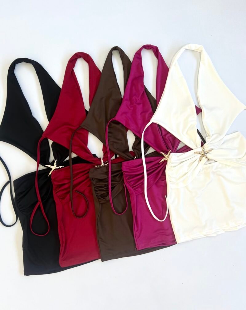 VESTIDO MICROFIBRA HEBILLA ESTRELLA #B129 - Imagen 4