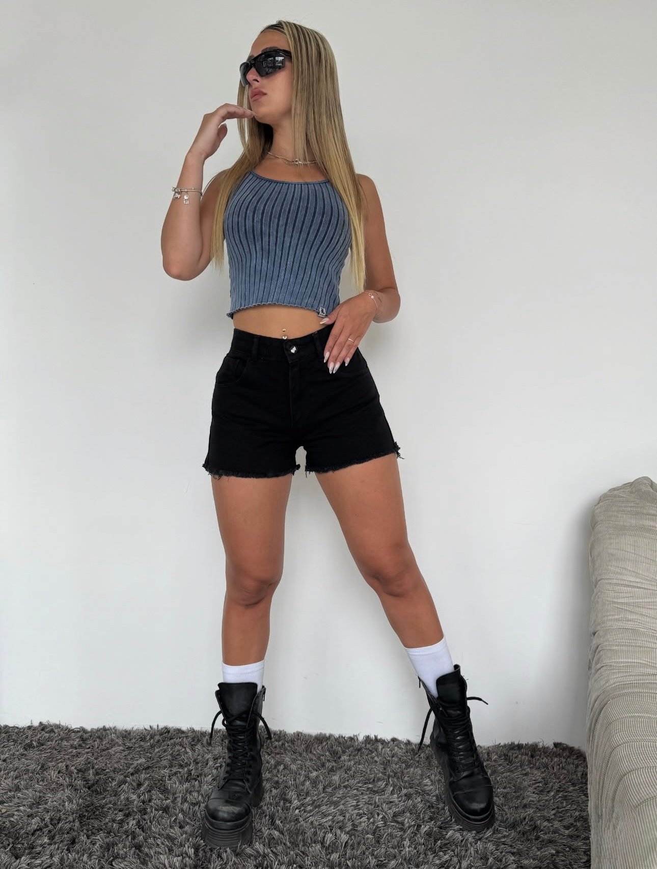 SHORT JEANS NEGRO #26 - Imagen 4