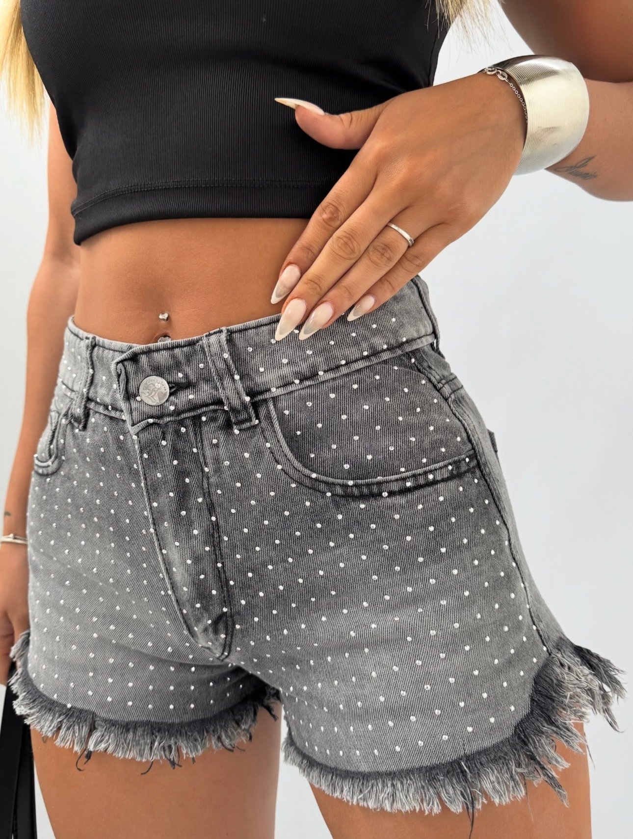 SHORT JEANS GRIS C/ STRASS #27