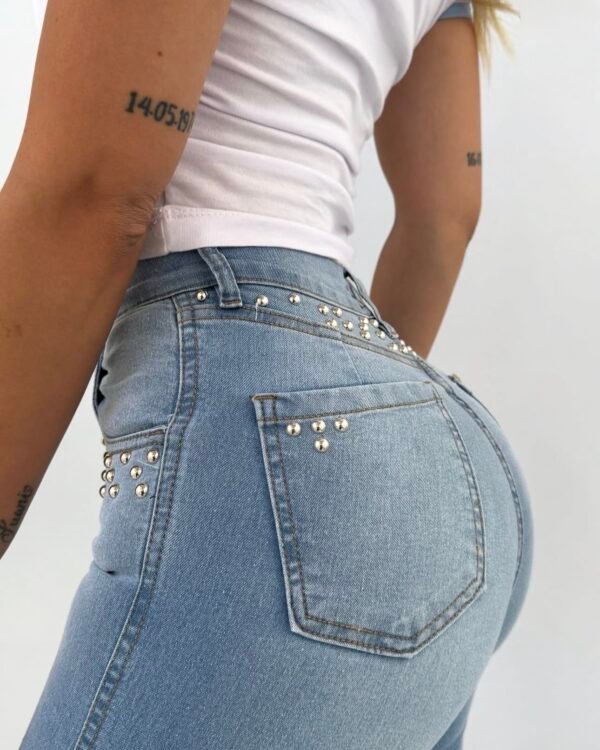 JEANS CELESTE C/ TACHAS #37