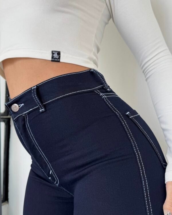 JEANS OXFORD AZUL COSTURA BLANCA #08