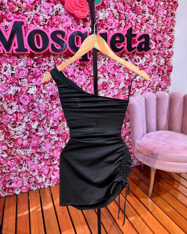 VESTIDO MICRO UN HOMBRO FRUNCE #B485